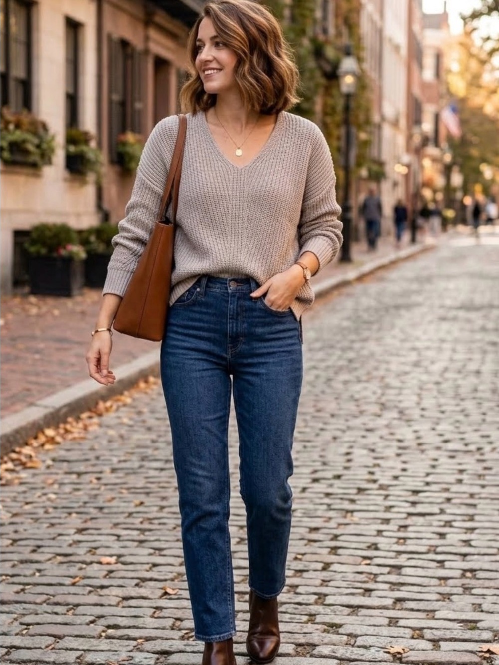 Banana Republic Taupe V-Neck Ribbed Sweater